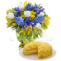 bouquet-di-mimose-tulipanie-e-iris-con-torta